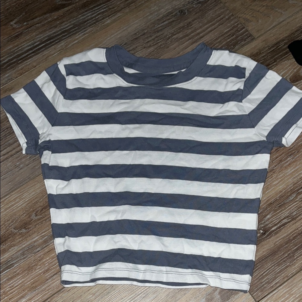 Hollister Blue and White Striped Short Sleeve Tee